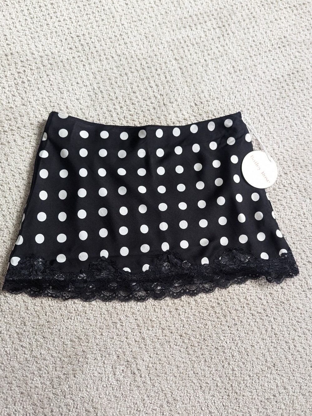 NWT Bailey Rose Polka Dot Lace Trim Mini Skirt